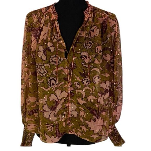 #510 ULLA JOHNSON Floral Blouse - Picture 1 of 12